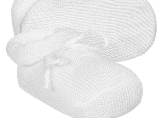 STORY LORIS white cotton baby booties