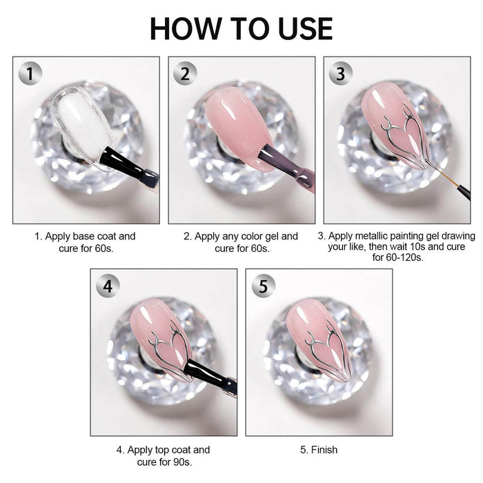 How to use Rarjsm Metallic Mirror Chrome Silver gel nail polish