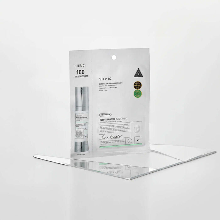VT Cosmetics Reedle Shot 100 2Step Mask - ampulės ir raminamosios veido kaukės rinkinys