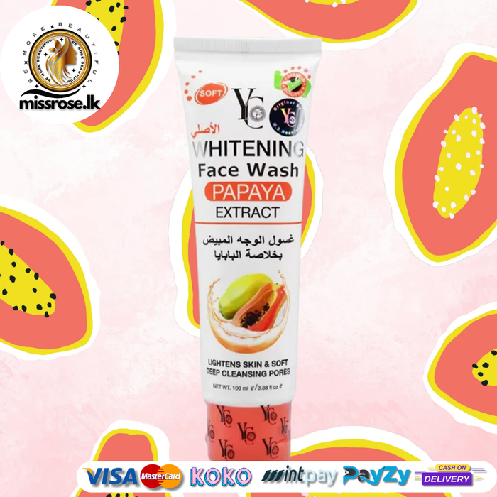 YC Whitening Papaya Extract Face Wash Lightens Skin & Deep Cleansing 100ml