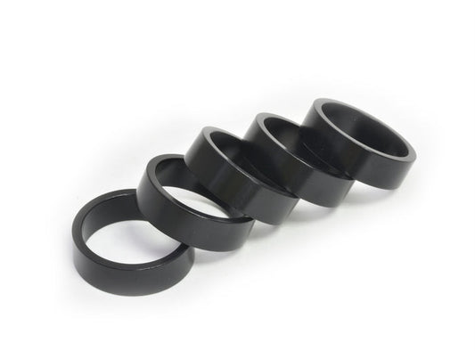 HD0015 1-1/8" x 10mm Black Aluminum Headset Spacers, Bag of 5