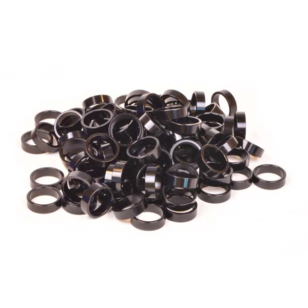 1-1/8" x 10mm Black Aluminum Headset Spacers, Bulk 100pcs