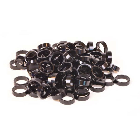 1-1/8" x 10mm Black Aluminum Headset Spacers, Bulk 100pcs