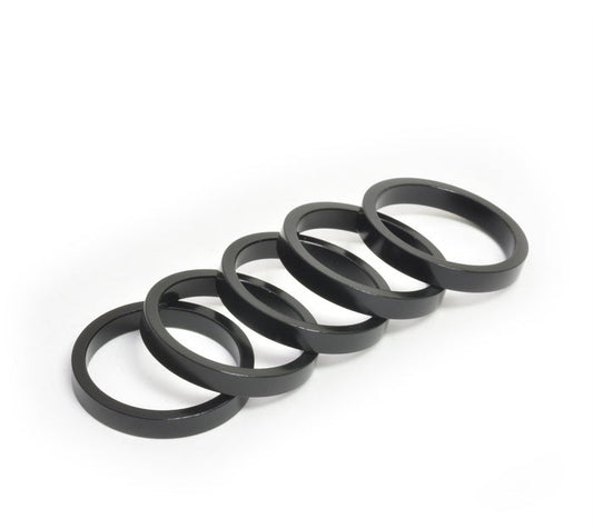 1-1/8" x 5mm Black Aluminum Headset Spacers, Bag of 5