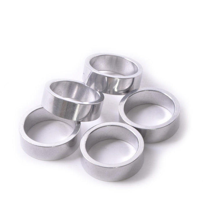 1" x 10mm Silver Aluminum Headset Spacers, Bag of 5