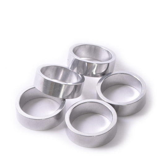 1" x 10mm Silver Aluminum Headset Spacers, Bag of 5