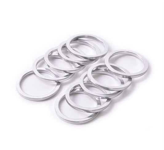 1" x 2.5mm Silver Aluminum Headset Spacers, Bag of 10