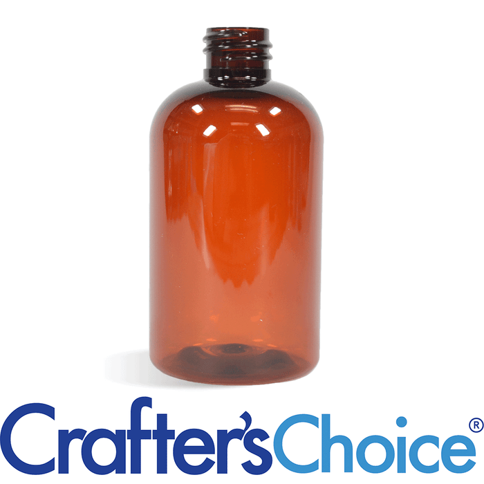 4 oz Amber Boston Round Plastic Bottle - 20/410