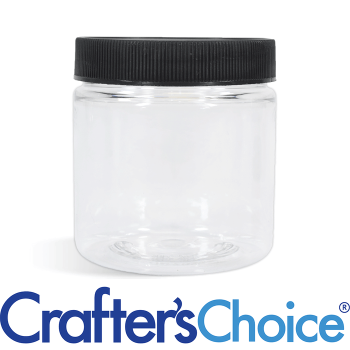 4 oz Clear Basic Jar & Black Ribbed Top Set