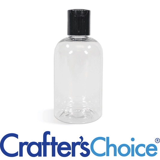 8 oz Clear Boston Round w/ Black Disc Top Set