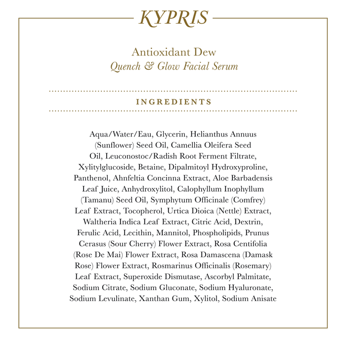 KYPRIS Beauty-Antioxidant Dew-Skincare-KYPRIS_ImageWithIngredients_AntioxidantDew_GS5_6-The Detox Market |