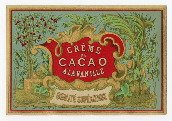 Antique, Unused CREME DE CACAO LABEL, Three Styles, Liqueur, Alcohol