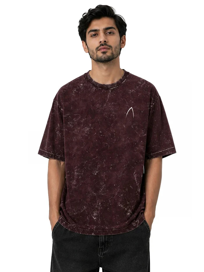 Arya Maroon Oversized Zodiac Leo Print Half Sleeve Cotton T-Shirt