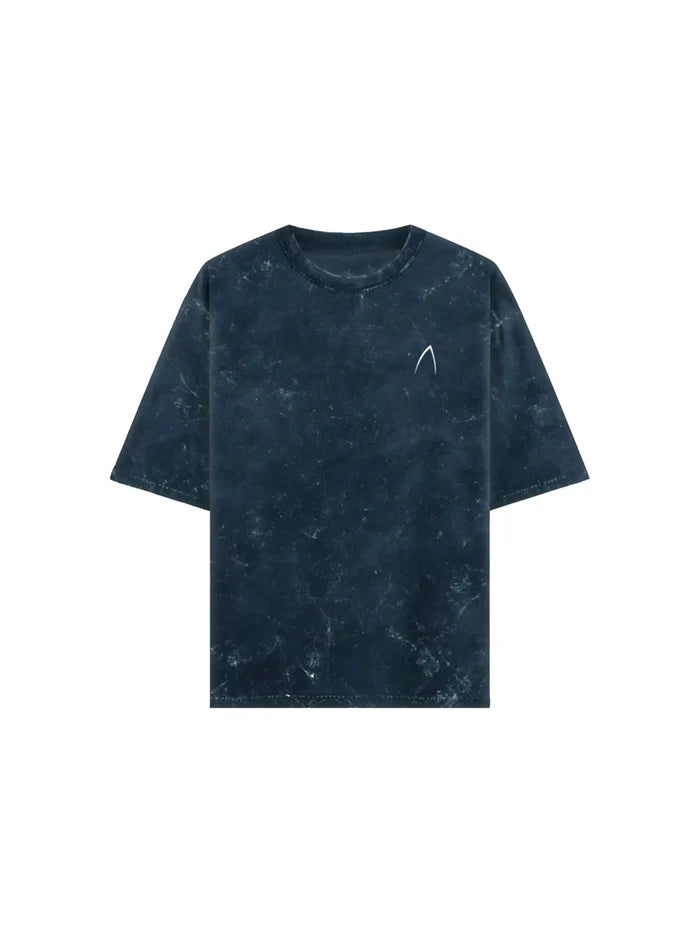Arya Navy Blue Oversized Zodiac Virgo Print Half Sleeve Cotton T-Shirt