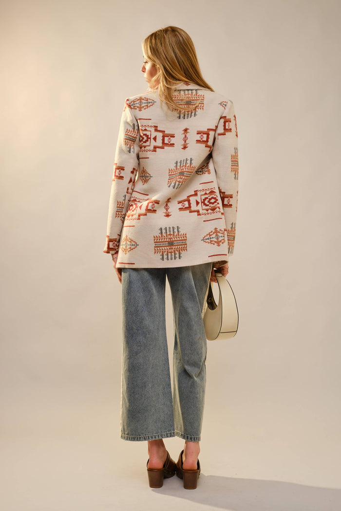 Aztec Jacquard Jewel Button Blazer