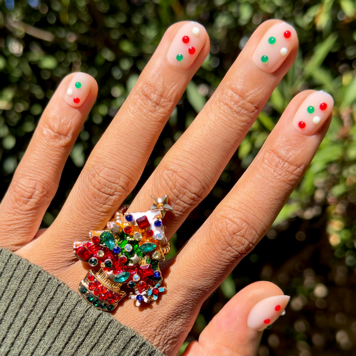 Bejeweled Christmas - Press-On | Extra Short | Round