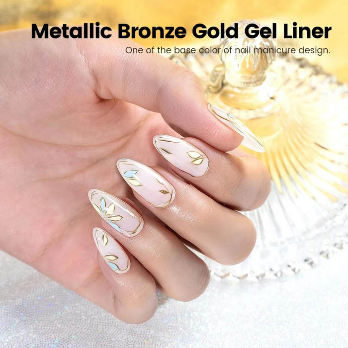 Bronze Gold Metallic Gel Liner Chrome Effect Painting Polish