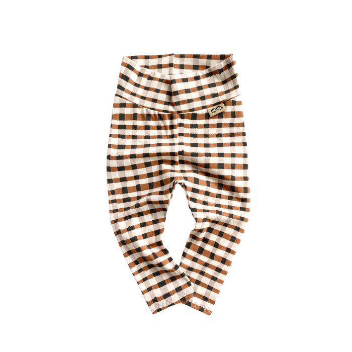 Brown Gingham Leggings with Terracotta Headband