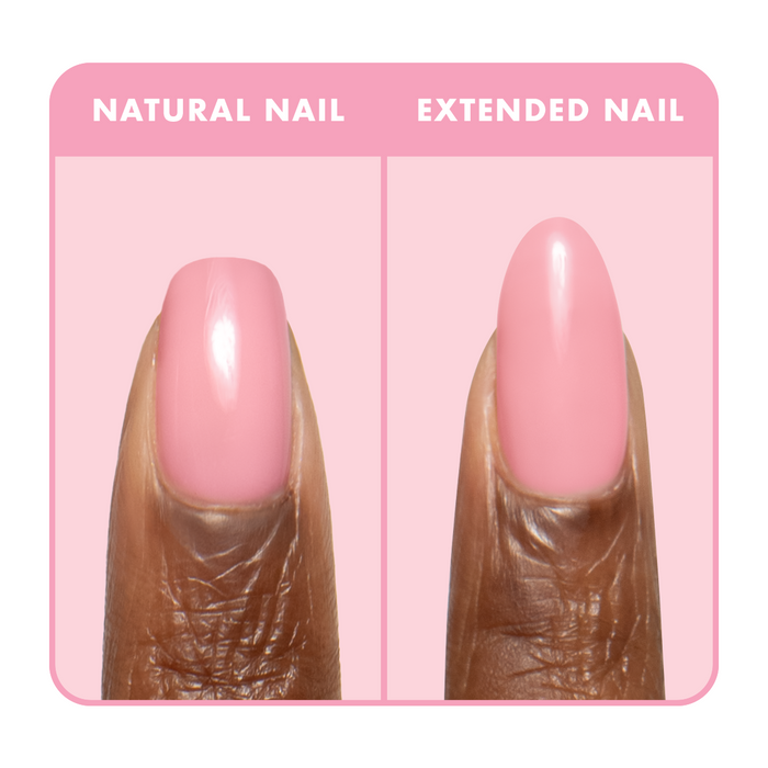 Bubble Gloss - Builder Gel on natural and extended nails featuring a glossy bright sheer bubblegum pink manicure