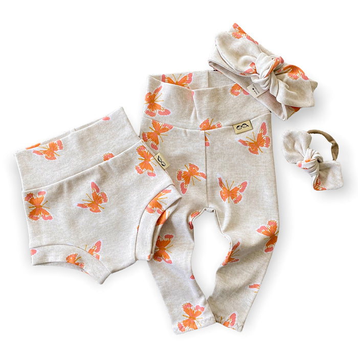 Butterflies on Heather Ivory Bummies and/or Headbands