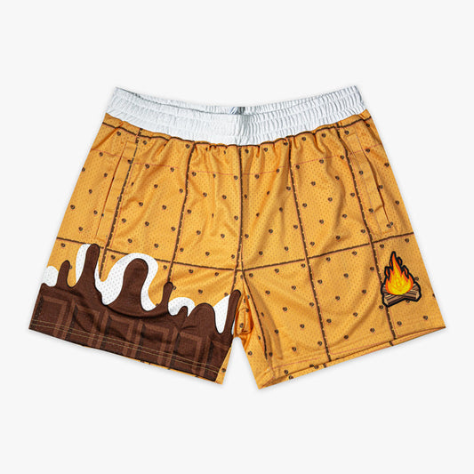 Campfire Shorts baseball s'mores camping chocolate marshmallow