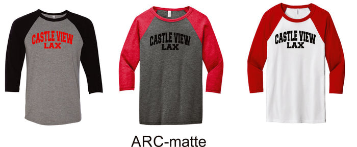 Castle View LAX Bella Canvas Unisex Raglan T-Shirt - 4 New Designs