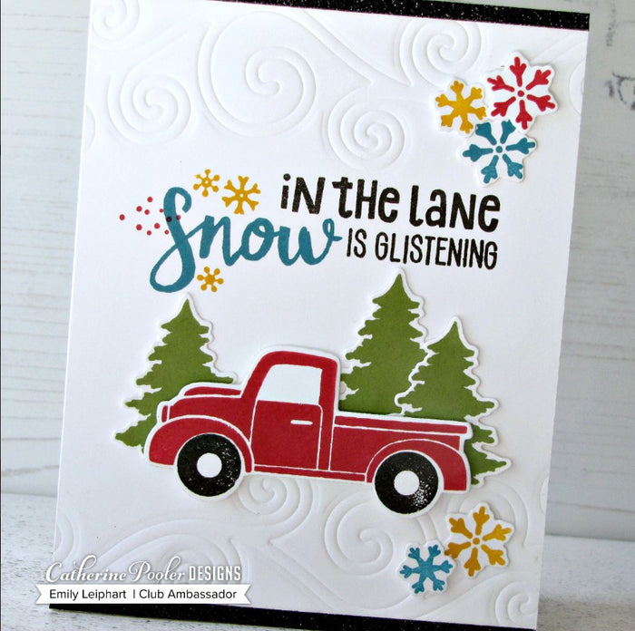 Catherine Pooler - Border Die - Scroll. The Scroll Border die adds the extra oomph to the edges of all your cards. Add the whimsy of the swirling snow or the edges of the sleigh it will make your cards w wintery delight. Available at Embellish Away located in Bowmanville Ontario Canada.