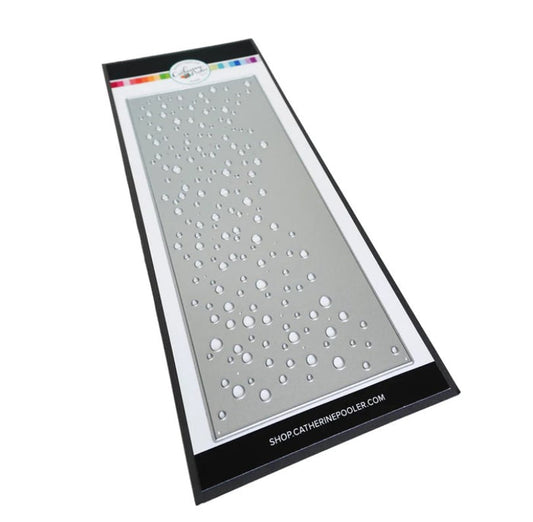Catherine Pooler - Slimline Die - Flurries. The Flurries Slimline Die was created to add snow to your slimline cards! Keep it simple with a white on white look or ink blend with your favorite icy blues. Available at Embellish Away located in Bowmanville Ontario Canada.
