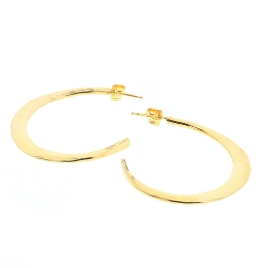Gold filled hoop earrings with small post back, smooth oval profile
