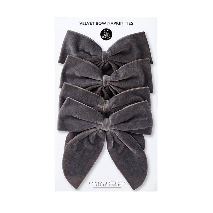 Charcoal Velvet Bow Napkin Ties