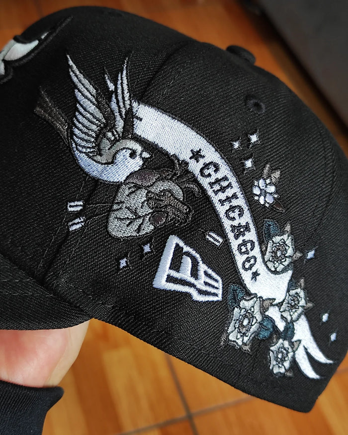 Chicago Bulls Gray Bottom City Art Side Patch New Era 9Fifty Snapback - Black/White