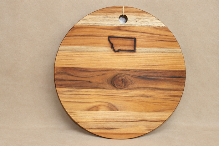Circular Montana Branded Wood Serving Board