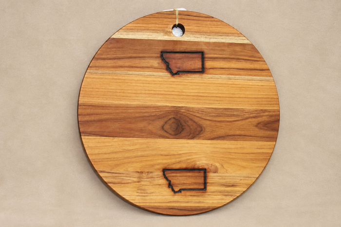 Circular Montana Branded Wood Serving Board