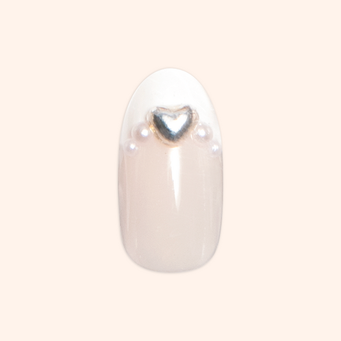 Classic French with Pearls and Bows - Press On | Medium | Oval