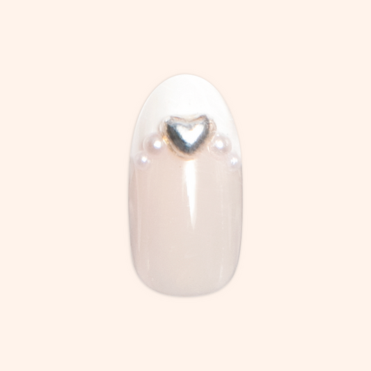 Classic French with Pearls and Bows - Press On | Medium | Oval