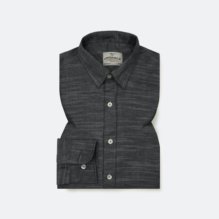 Coal Grey Slub Oxford Shirt