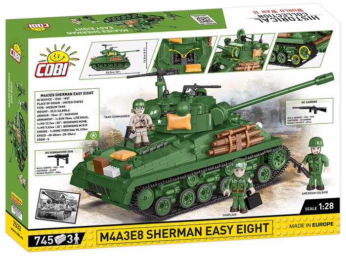 COBI 2533-M4A3E8 Sherman (Easy Eight)- 725 brick medium tank(745PCS)