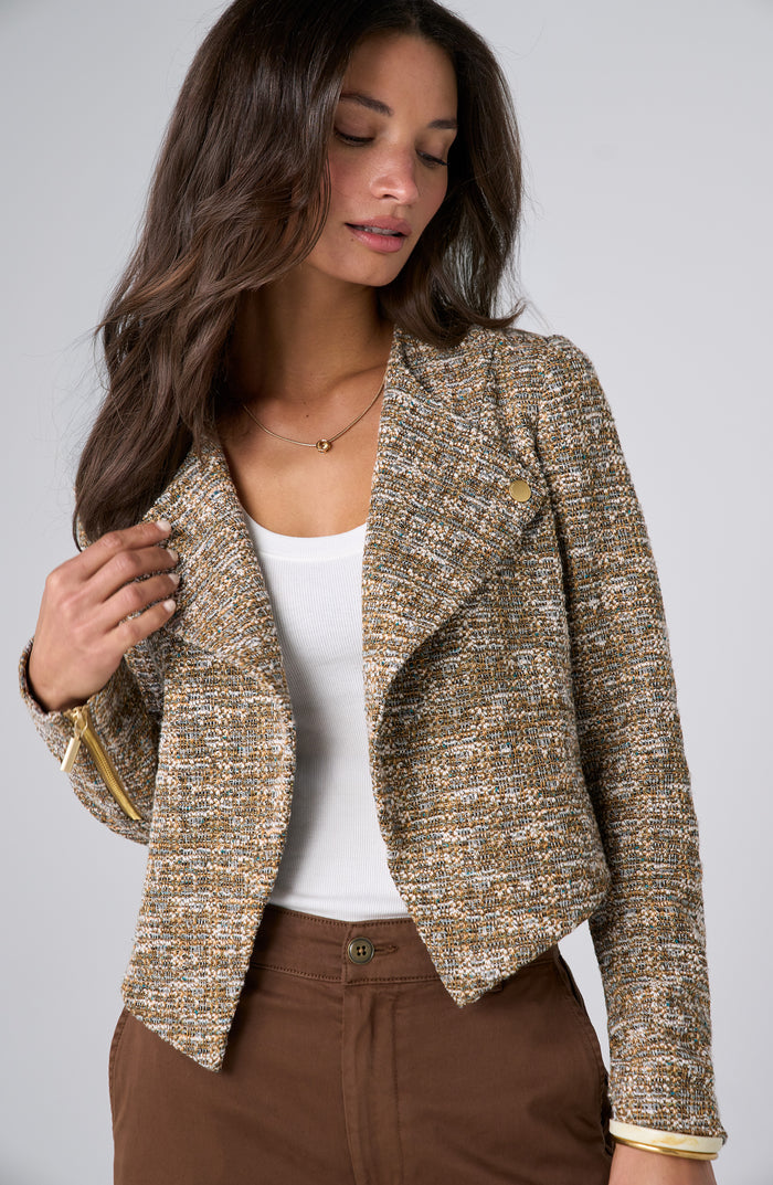 Collarless Moto Jacket