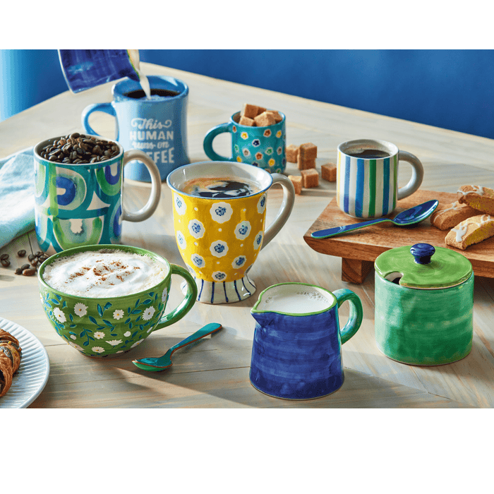 Color Block Cream And Sugar Set of 2 Blue Stoneware Everyday
