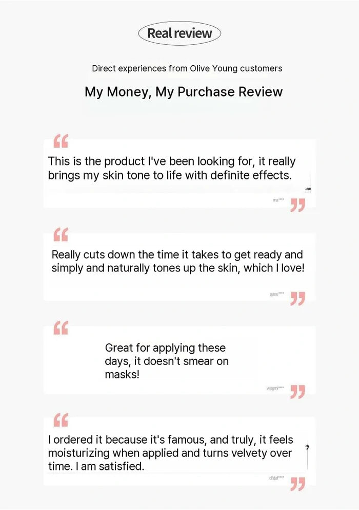 Product review text from Olive Young customers on a white background