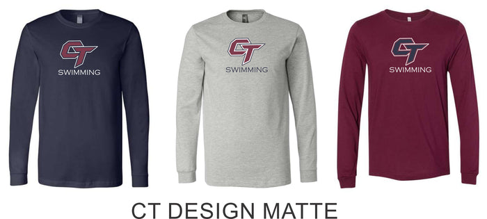 CT Swimming Unisex Long Sleeve Tee-Matte or Glitter