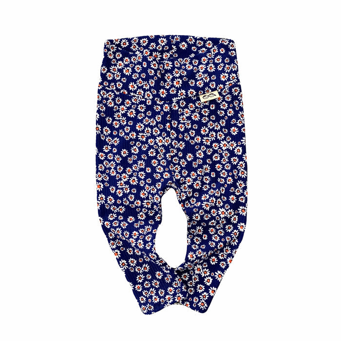 Dainty Daisies on Navy Ribbed Leggings