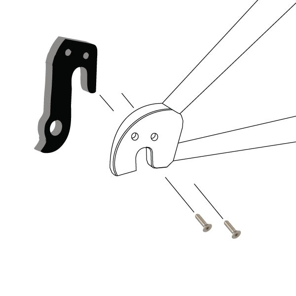 Hanger #4 attaches to the rear dropout from the outside or derailleur side using two M5x10 screws.