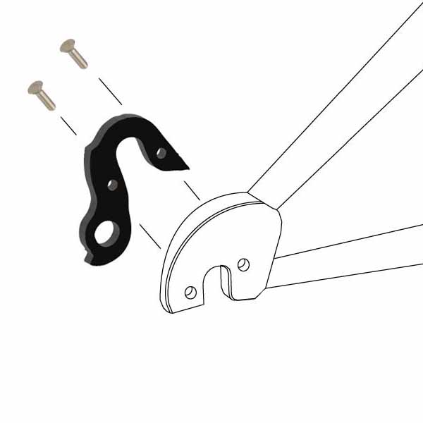 Hanger #81 attaches to the rear dropout from the inside using two M3x10 flat head screws.
