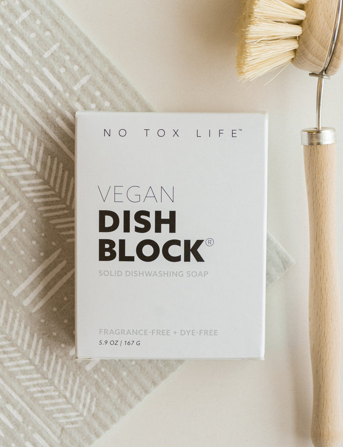 Vegan Dish Block® solid dishwashing soap, 5.9 oz; fragrance-free, dye-free box