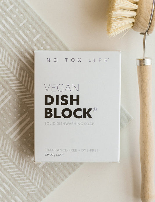 Vegan Dish Block® solid dishwashing soap, 5.9 oz; fragrance-free, dye-free box