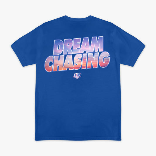 Blue Dream Chaser Sunrise graphic tee — back view