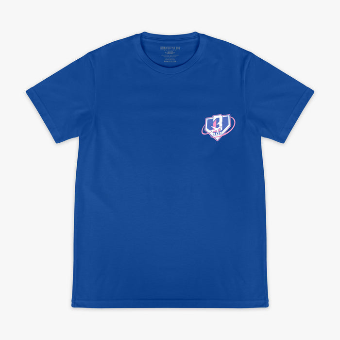 Blue Dream Chaser Sunrise graphic tee — front view