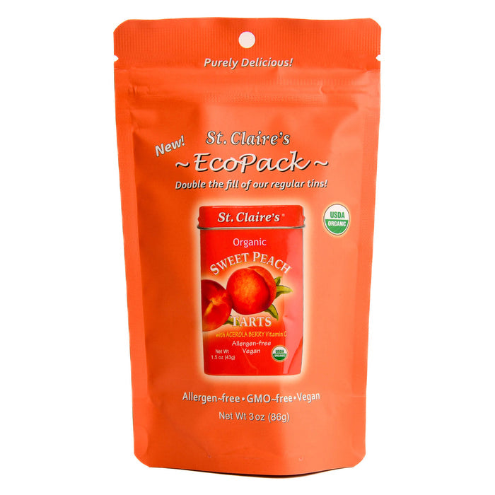 Bag of St. Claire's Eco Packs Organic Sweet Peach Tarts 86g
