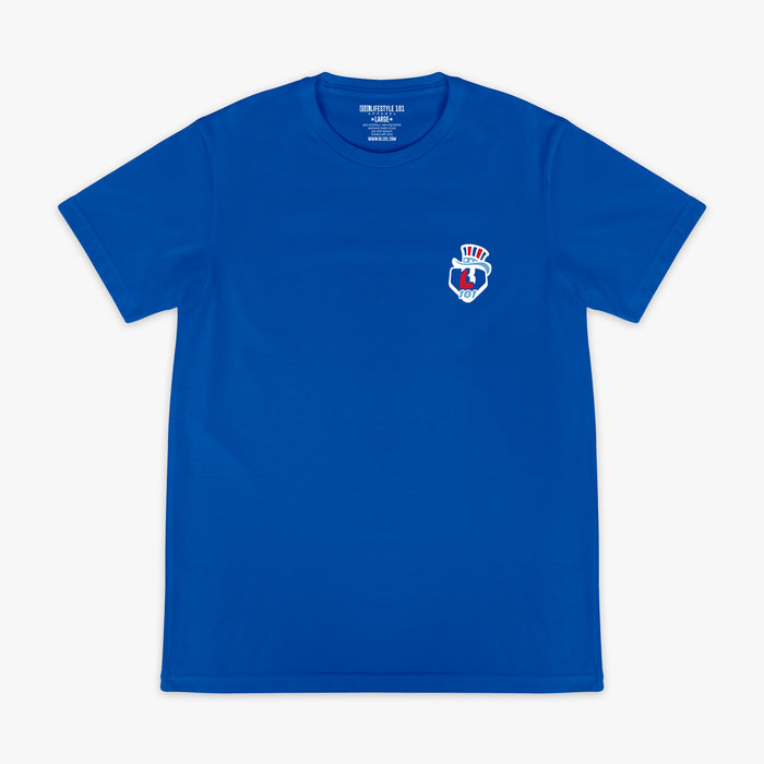 Firework 4th of July baseball blue tee USA patriotism
